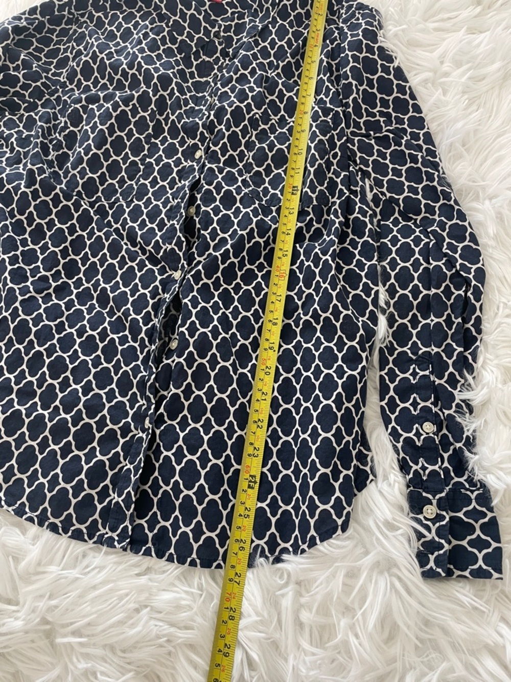 Merona Navy and White Geometric Button-Up Blouse - Picture 2 of 3